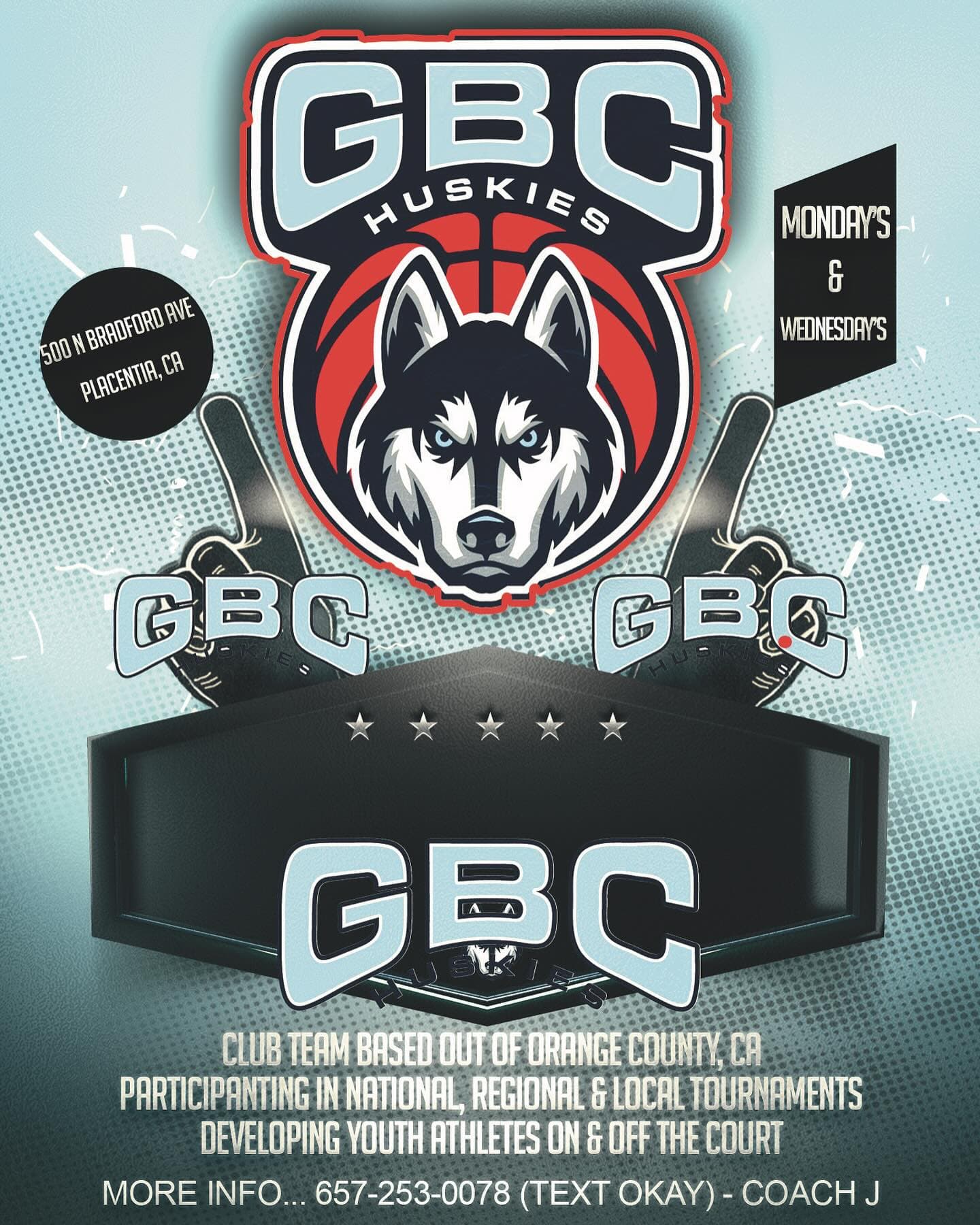 GBC Huskies AAU club team information graphic from Instagram